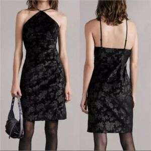 Rag & Bone Fara Velvet Black Retro Floral Mini Sheath Dress, Size 10, NWT